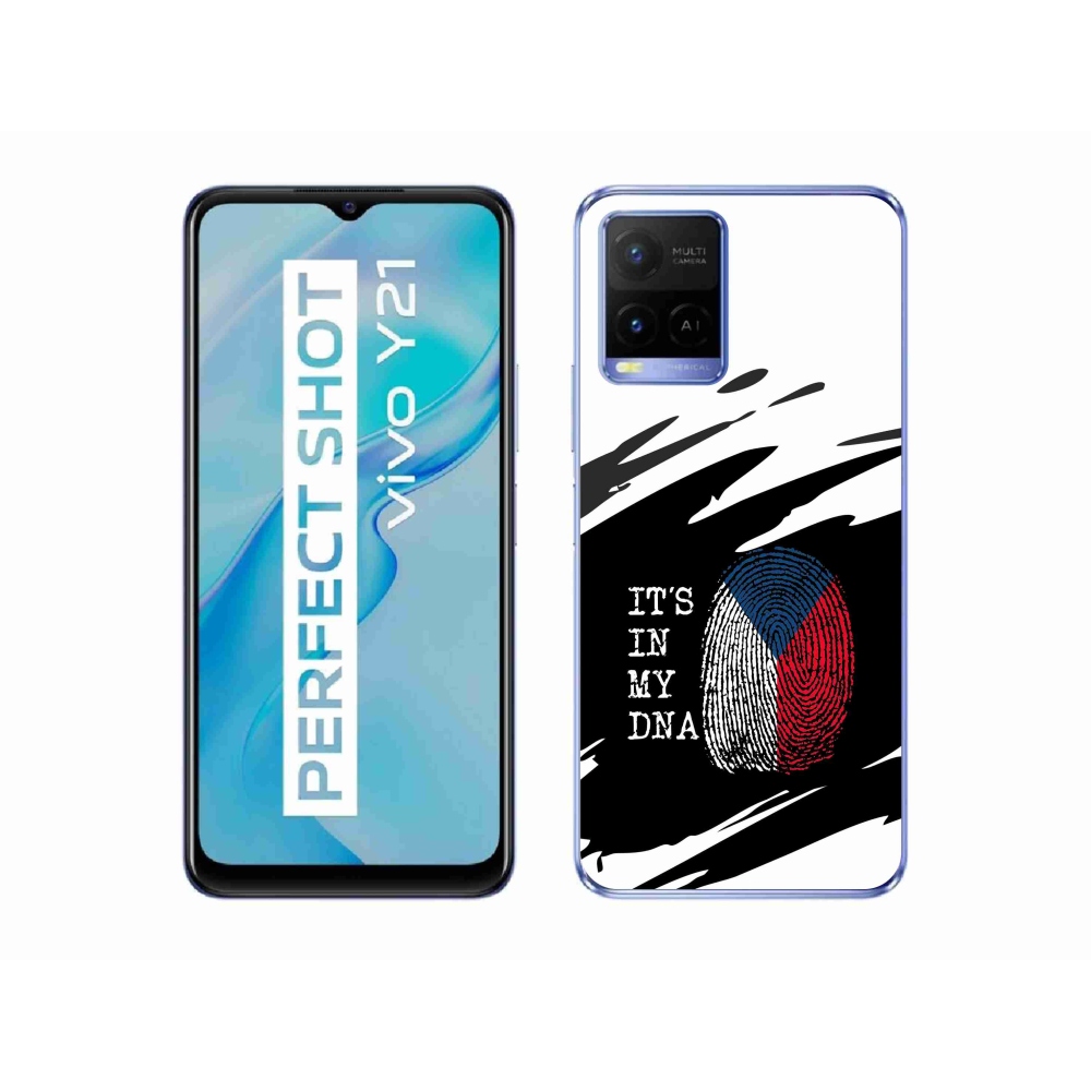 Gél borító mmCase a Vivo Y21/Y21s/Y33s - zászlós ujjlenyomat fekete és fehér háttérrel
