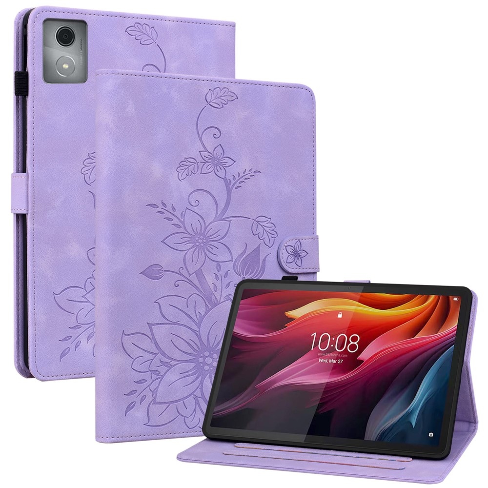 Virágok záró tok Lenovo Tab K11 Plushoz - lila