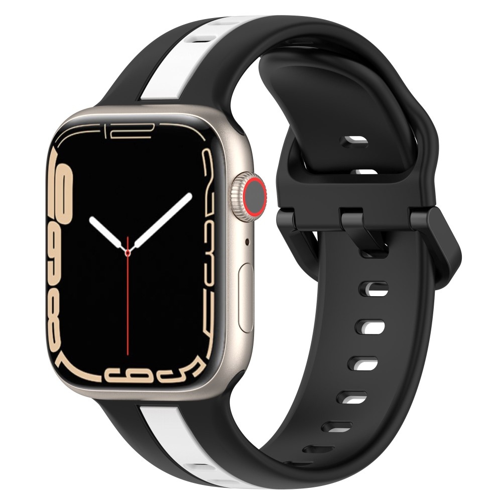 Szíj szilikon szíj Apple Watch Ultra/Ultra 2 49mm/SE/SE 2022/2023 44mm/9/8/7 45mm/6/5/4 44mm/3/2/1 42 mm - fekete/fehér