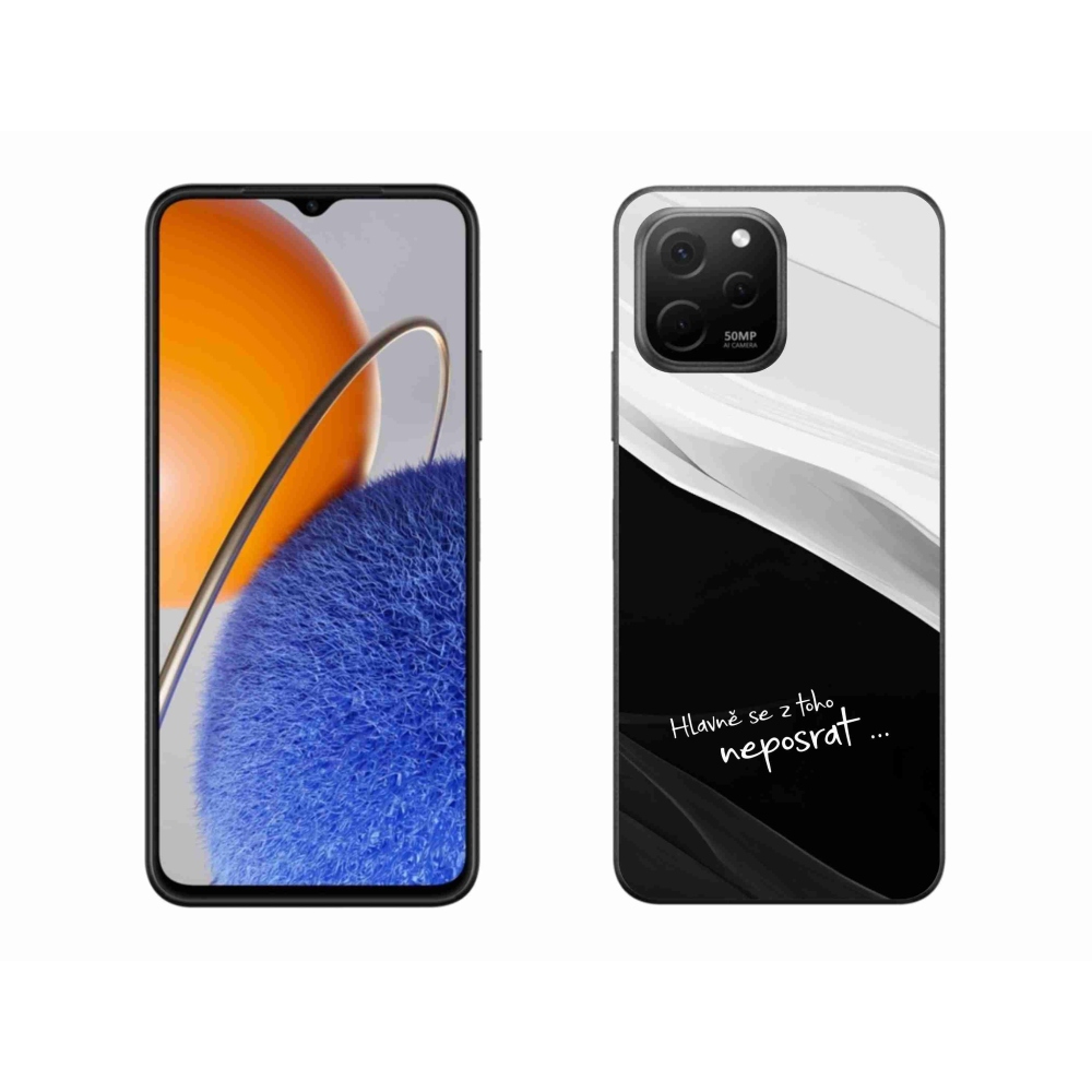 Gél borító mmCase a Huawei Nova Y61 készülékhez - vicces szöveg 13 fekete és fehér háttérrel