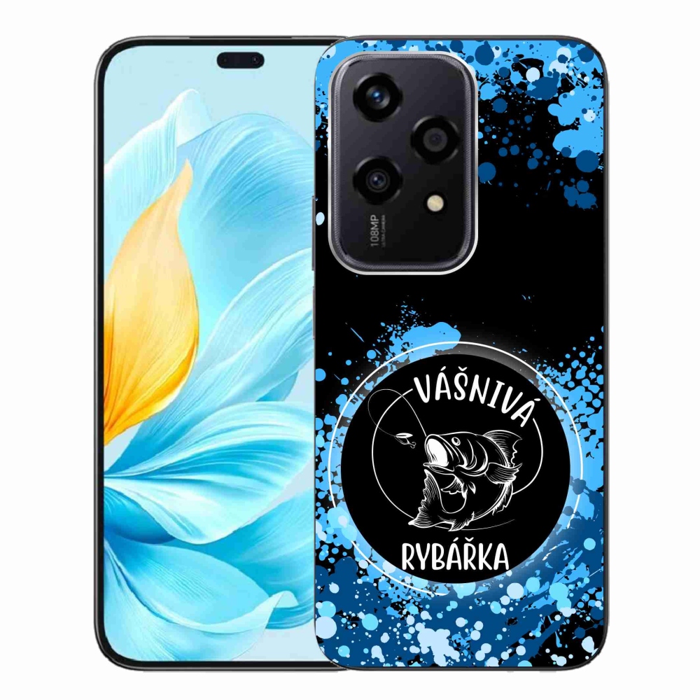 Gél borító mmCase a Honor 200 Lite 5G számára - szenvedélyes halásznő fekete háttérrel
