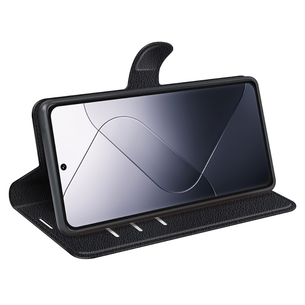 Litchi könyv tok Xiaomi 14 Pro-hoz - fekete