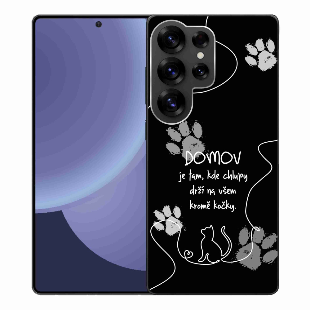 Gél borítás mmCase Samsung Galaxy S25 Ultra - macska motívum fekete háttérrel