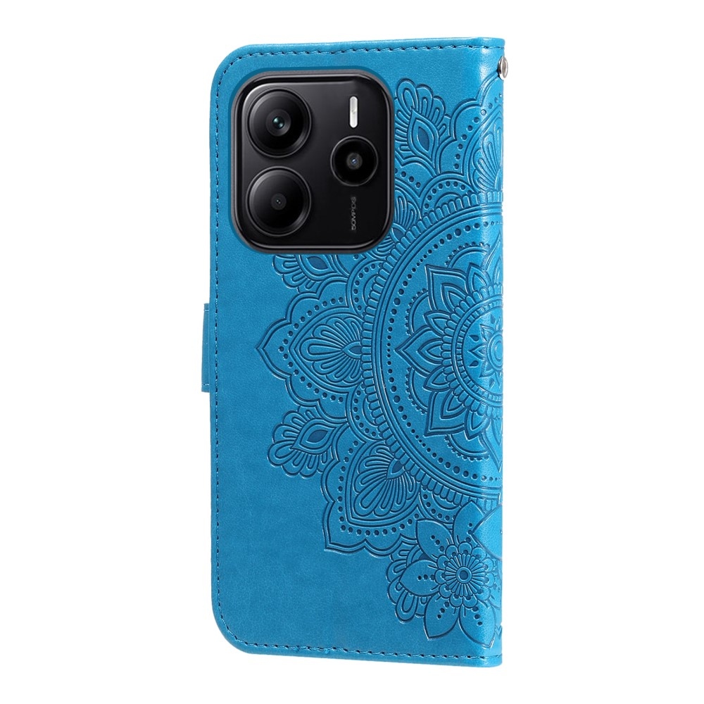 Virágos könyv tok a Xiaomi Redmi Note 14-hez - kék