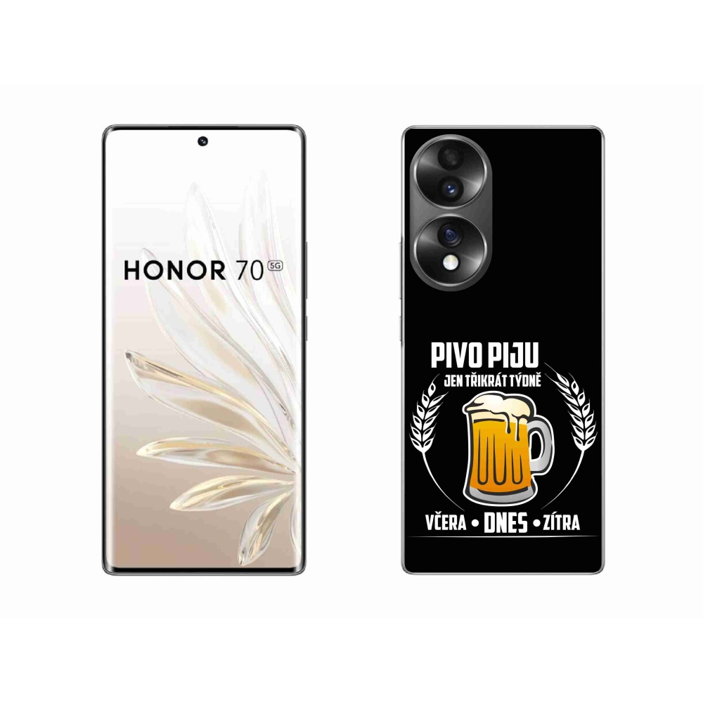 Gél borító mmCase a Honor 70-hez - sör motívum fekete háttérrel