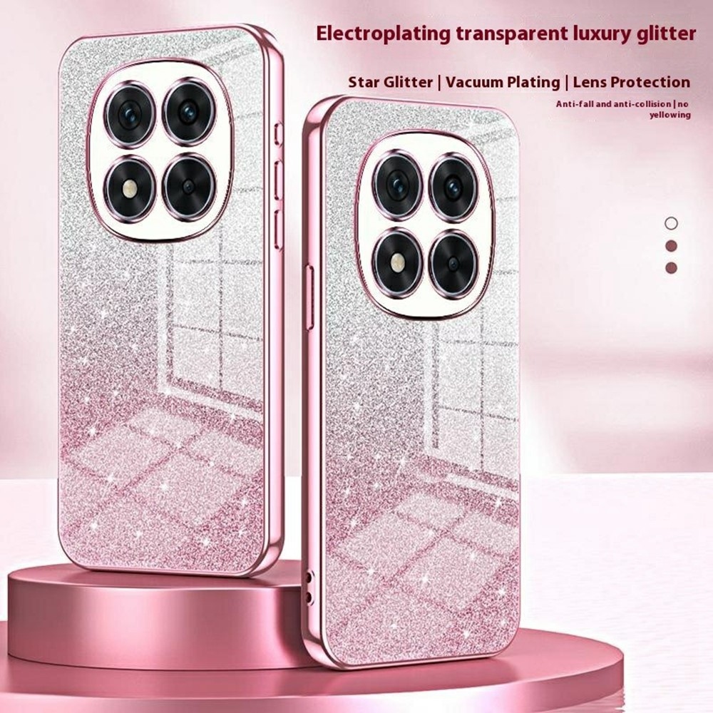 Vágott zselés csillogó tok a Xiaomi Redmi Note 14 Pro 5G/Poco X7 5G számára - rózsaszínű