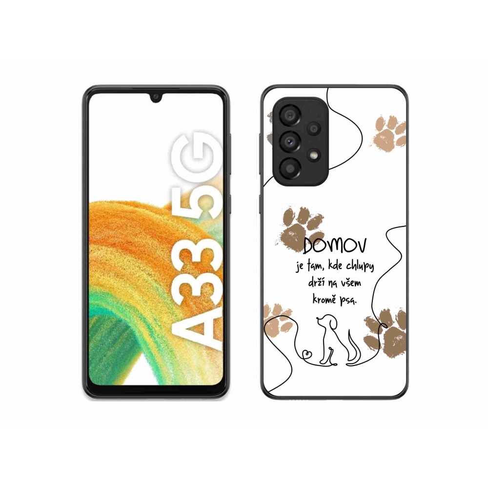 Gél borítás mmCase Samsung Galaxy A33 5G - kutya motívum fehér háttérrel