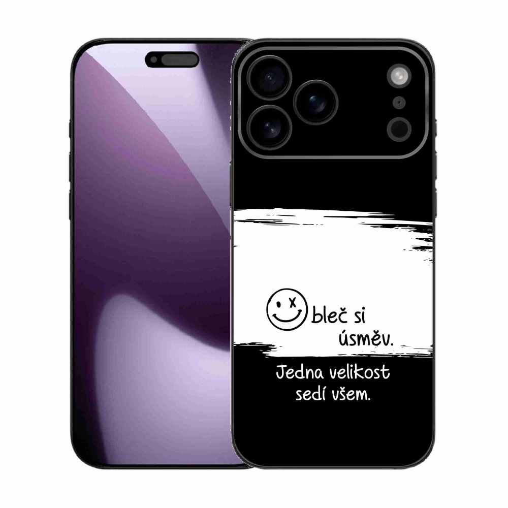 Gél borítás mmCase iPhone 17 Pro Max készülékhez - vicces szöveg 8 fekete és fehér háttérrel