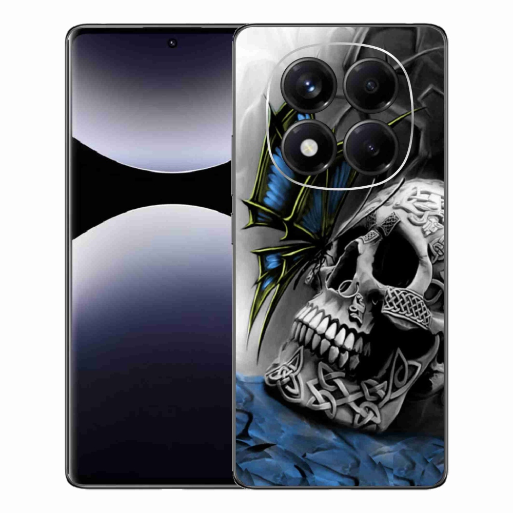 Gél borítás mmCase a Xiaomi Redmi Note 14 Pro számára - pillangó és koponya