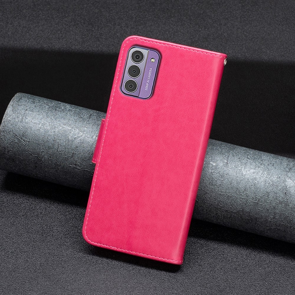 Pillangó könyvtáska Nokia G42-hez - rózsaszínű