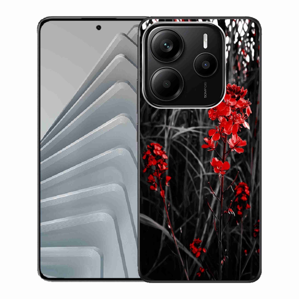 Gél borítás mmCase a Xiaomi Redmi Note 14 5G - piros növényhez