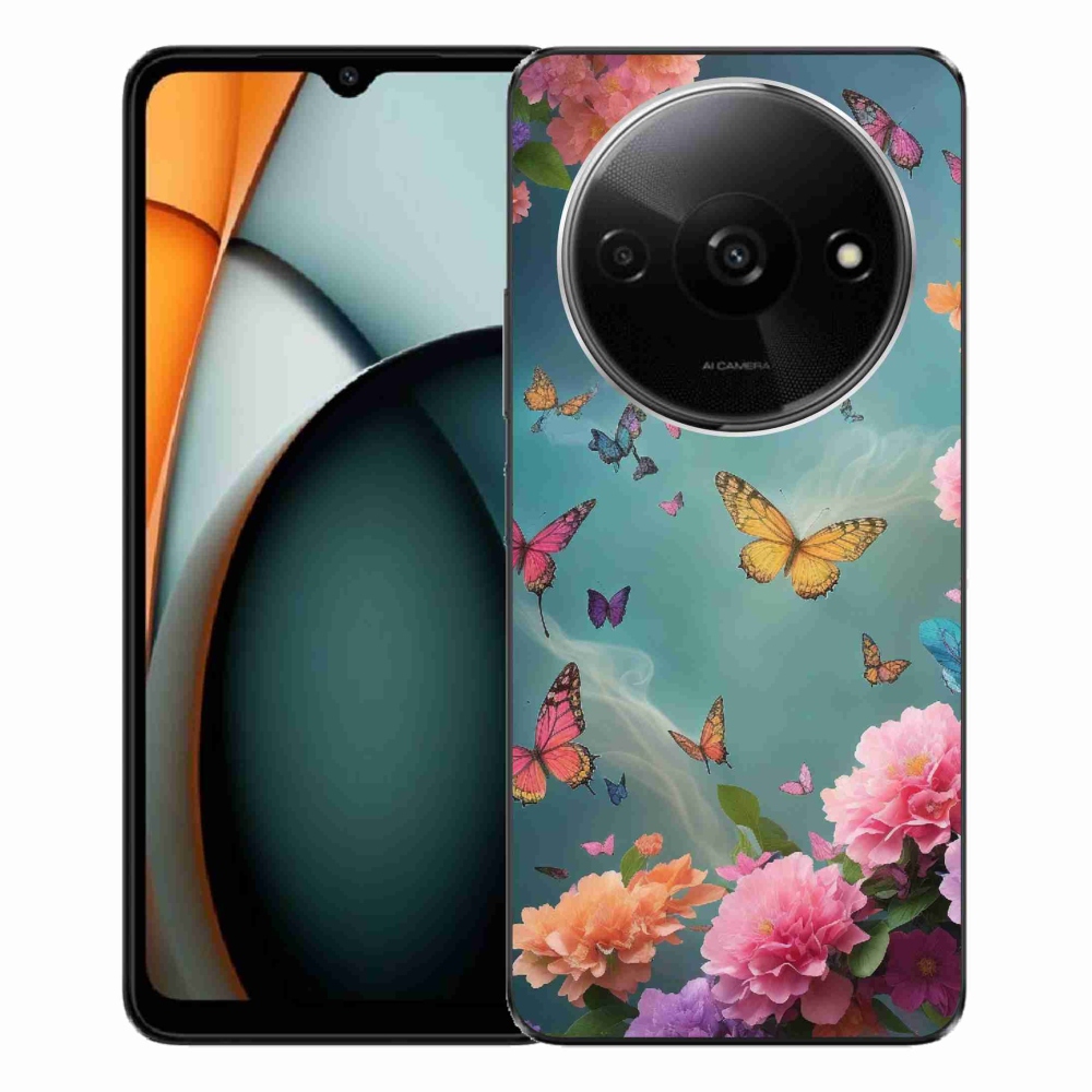 Gél borítás mmCase a Xiaomi Redmi A3-hoz - színes virágok és pillangók