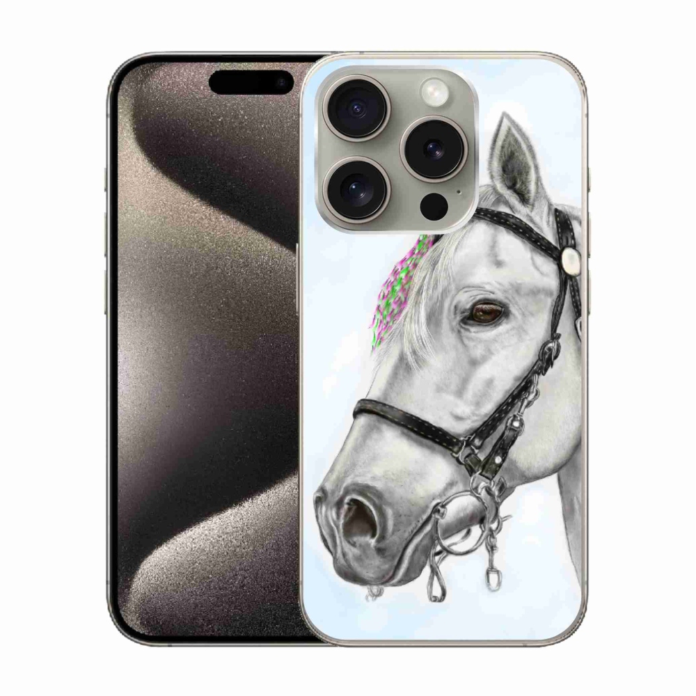 Zselés borítás mmCase iPhone 15 Pro készülékhez - fehér ló 1