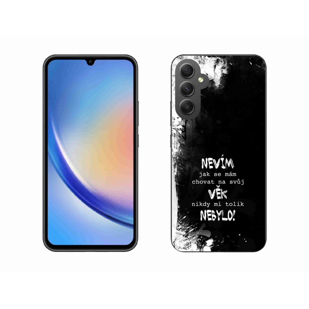 Gél borító mmCase Samsung Galaxy A34 5G - vicces szöveg 14 fekete háttér