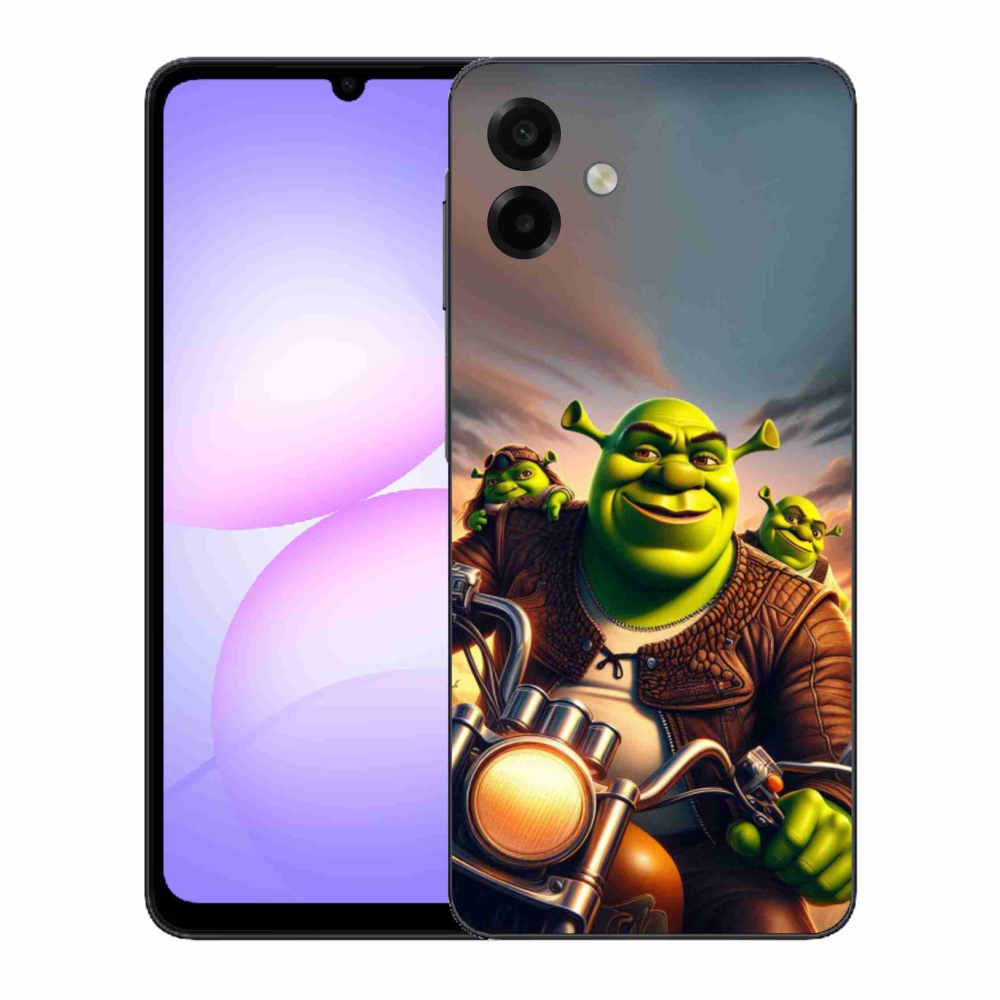 Zselés borítás mmCase Samsung Galaxy A07 4G - shrek egy motorkerékpárral