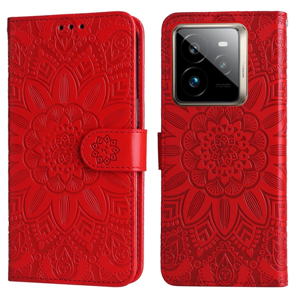 Napraforgó könyvtáska Realme GT 7 Pro 5G-hez - piros