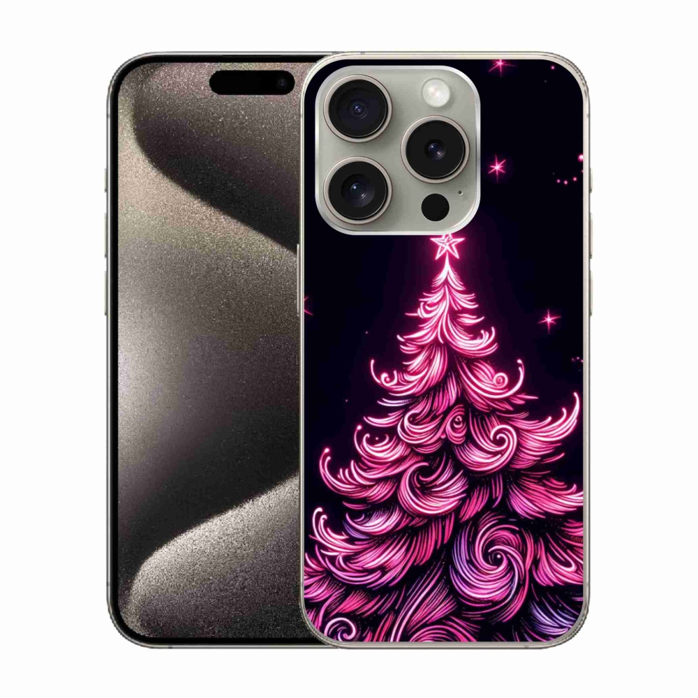 Gél borítás mmCase iPhone 15 Pro készülékhez - neon karácsonyfa 2