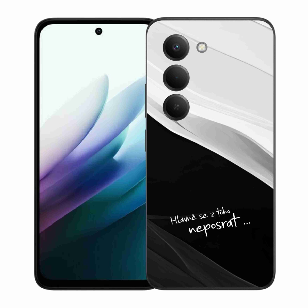 Gél borító mmCase a Xiaomi Redmi 15 4G/5G (171mm) - vicces szöveg 13 fekete-fehér háttérrel