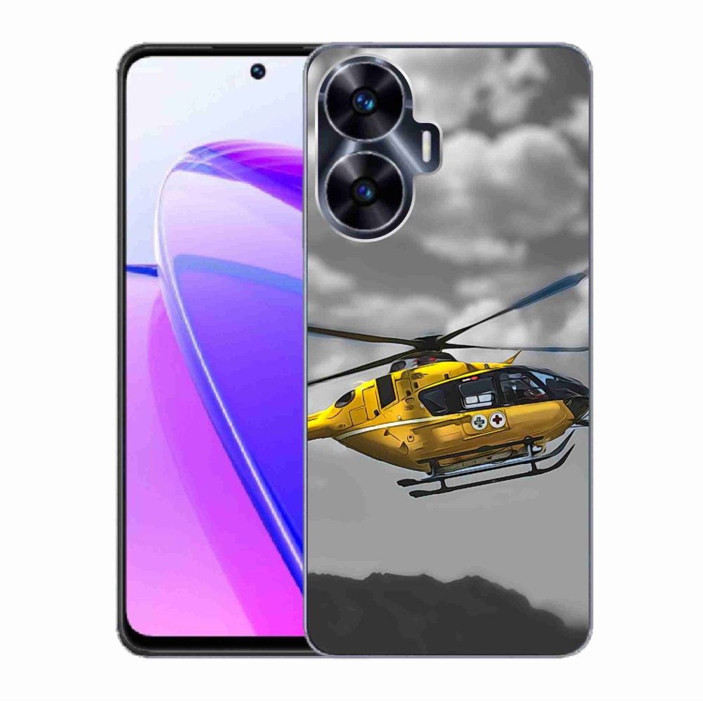 Zselés borítás mmCase a Realme C55 készülékhez - sárga helikopter