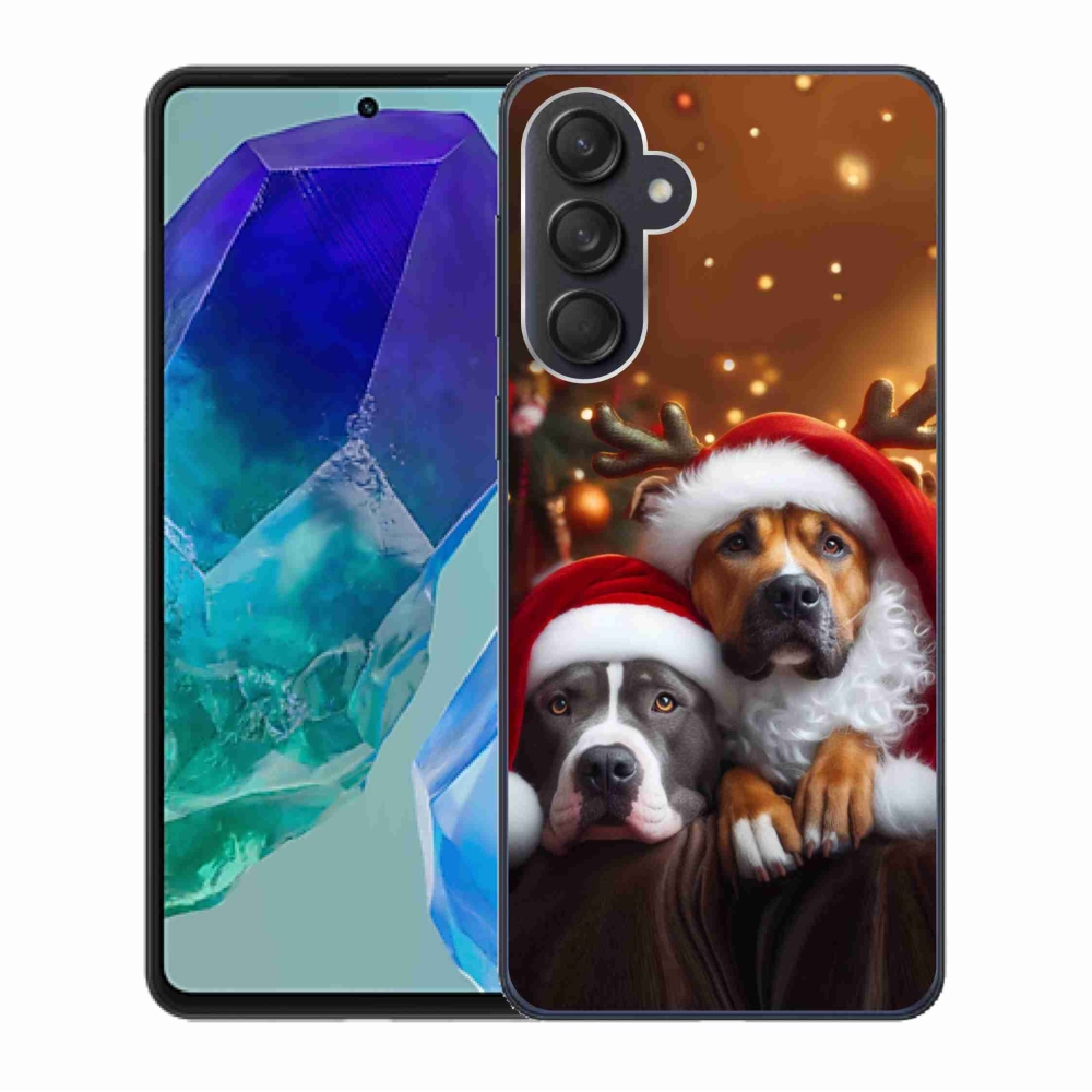 Gél borító mmCase Samsung Galaxy M55 5G - Karácsonyi kutyák