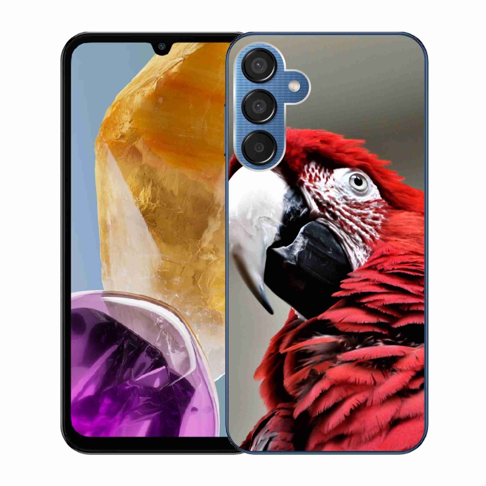 Gél tok mmCase a Samsung Galaxy M15 5G készülékhez - papagáj ara piros