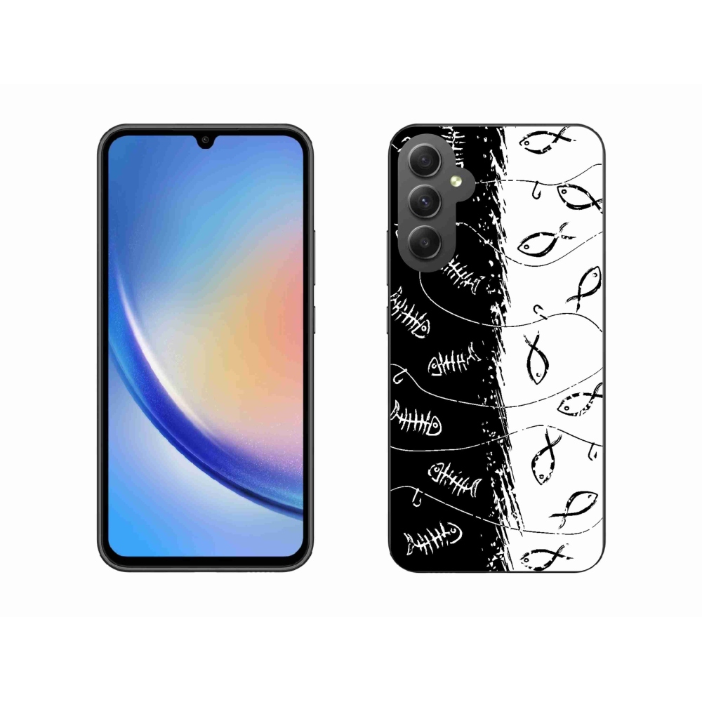 Zselés borító mmCase Samsung Galaxy A34 5G - csontvázak és halak számára