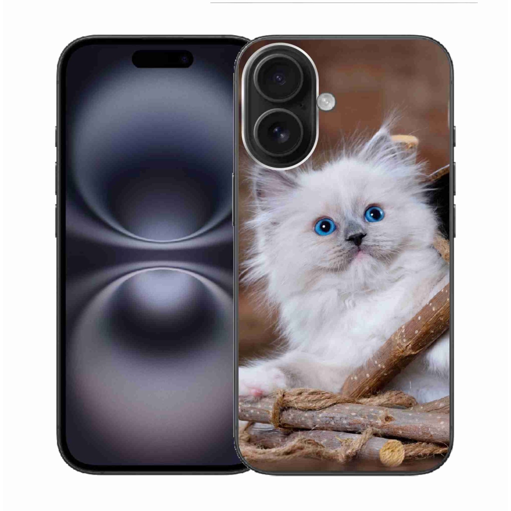 Gél borítás mmCase iPhone 16 készülékhez - fehér cica