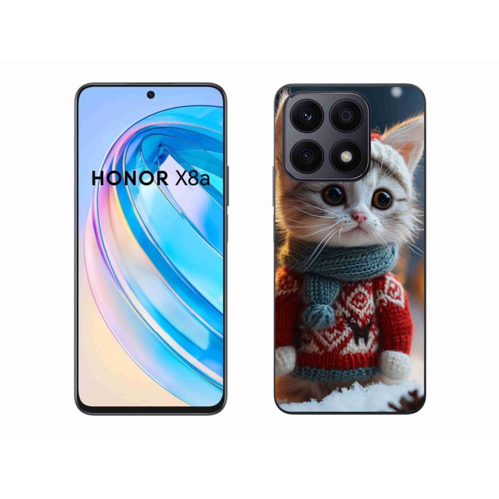 Zselés borítás mmCase a Honor X8a számára - cica pulóverben