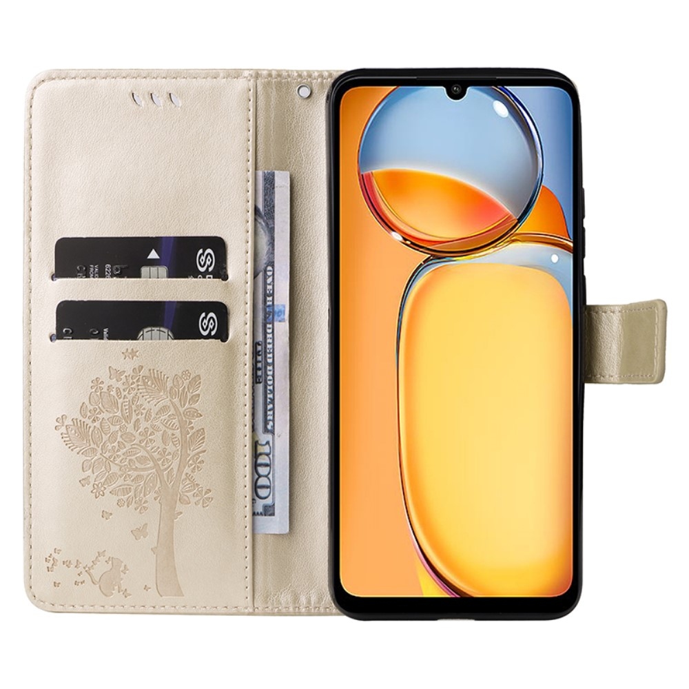 Fák könyv tok Xiaomi Poco C65/Redmi 13C - arany színű