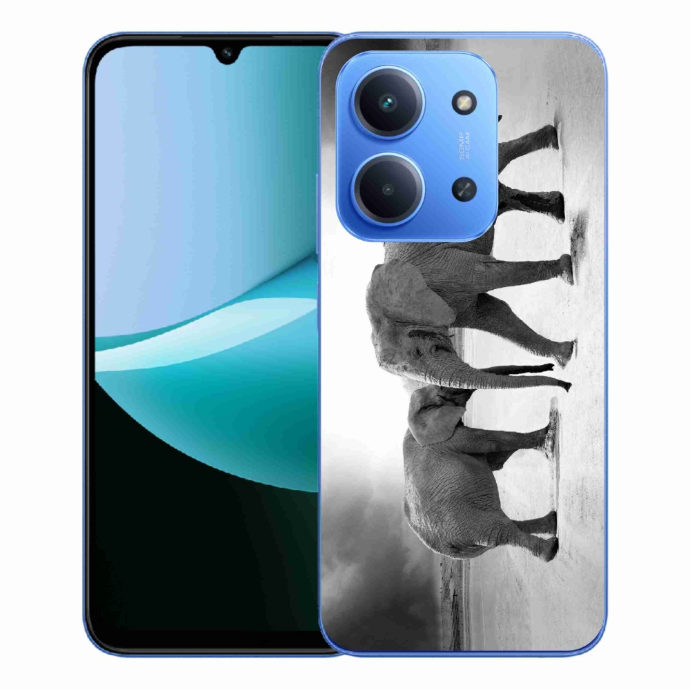 Gél borítás mmCase a Xiaomi Redmi 15C 4G/5G (173mm) - fekete és fehér elefántokhoz