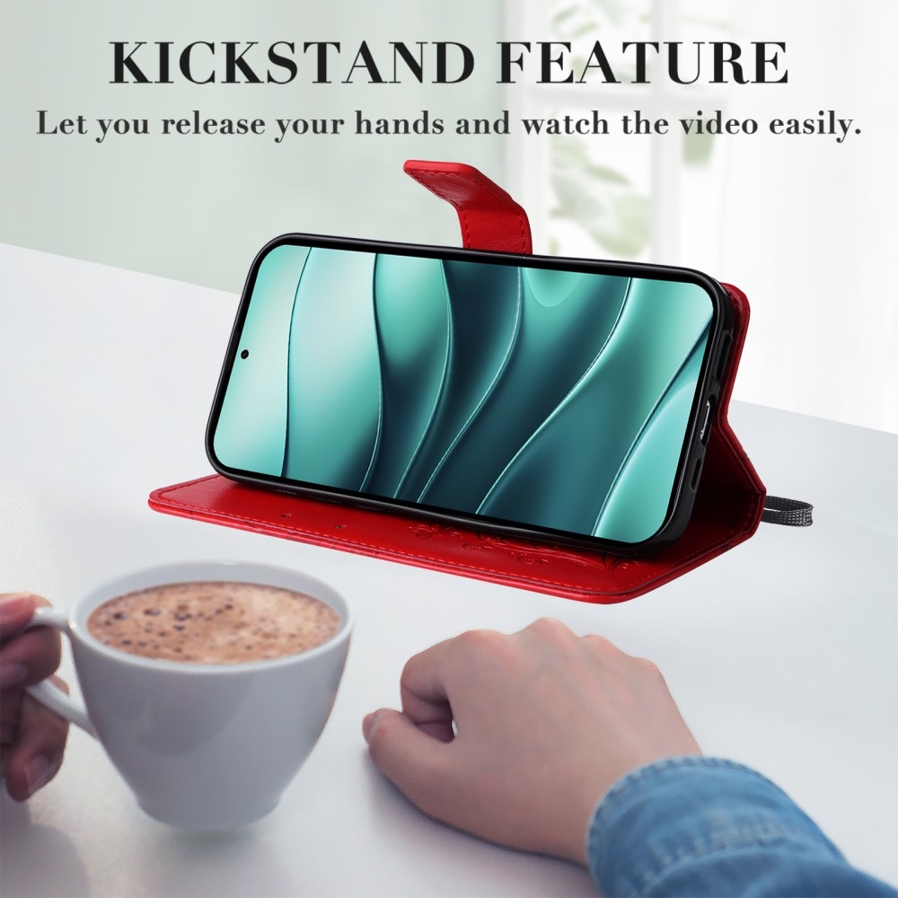 Nagy pillangó könyv tok a Xiaomi Redmi Note 14 5G-hez - piros