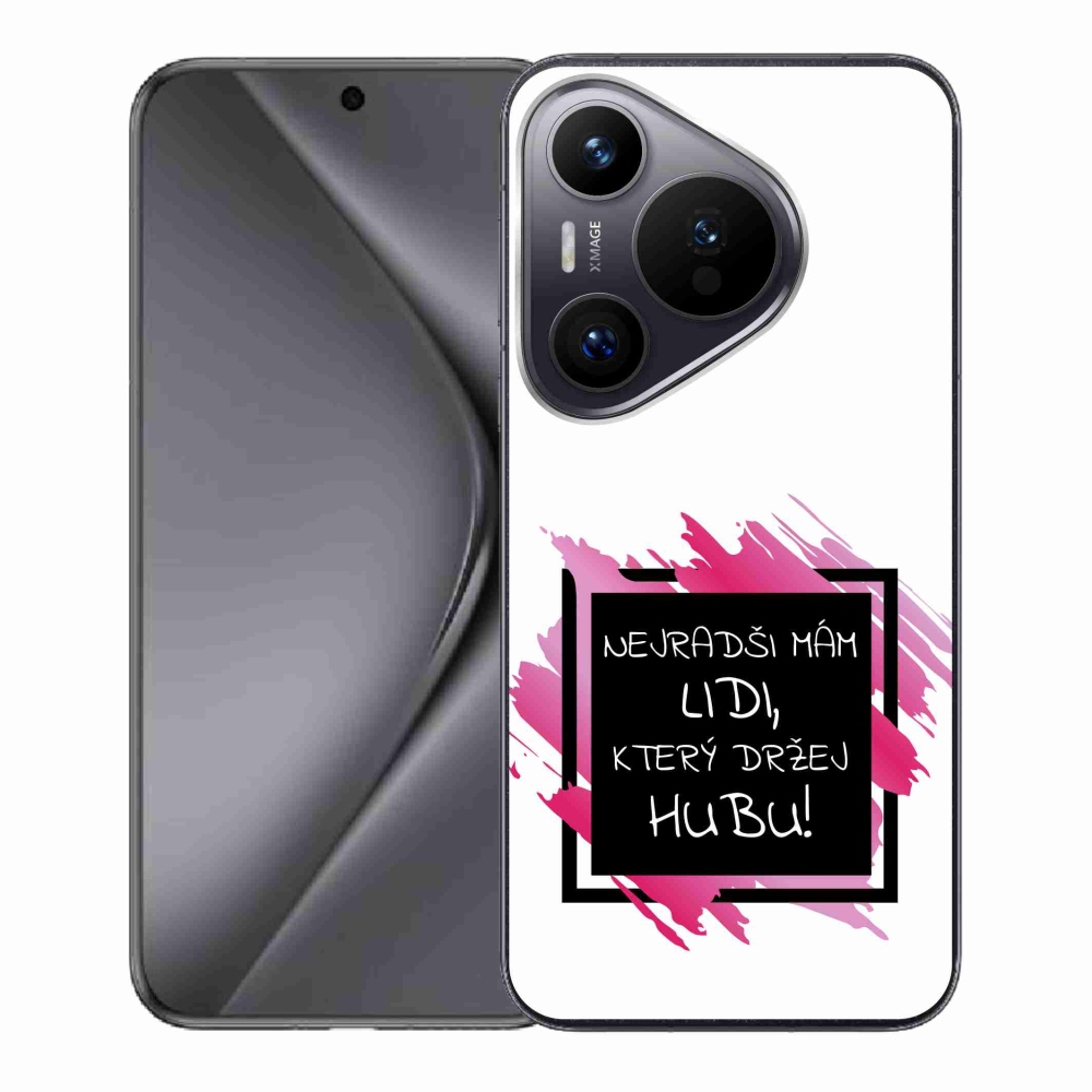 Gél borító mmCase a Huawei Pura 70 készülékhez - vicces szöveg 7 fekete-fehér háttérrel