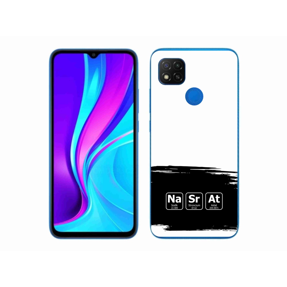 Gél borító mmCase a Xiaomi Redmi 9C - kémiai elemek fekete és fehér háttérrel