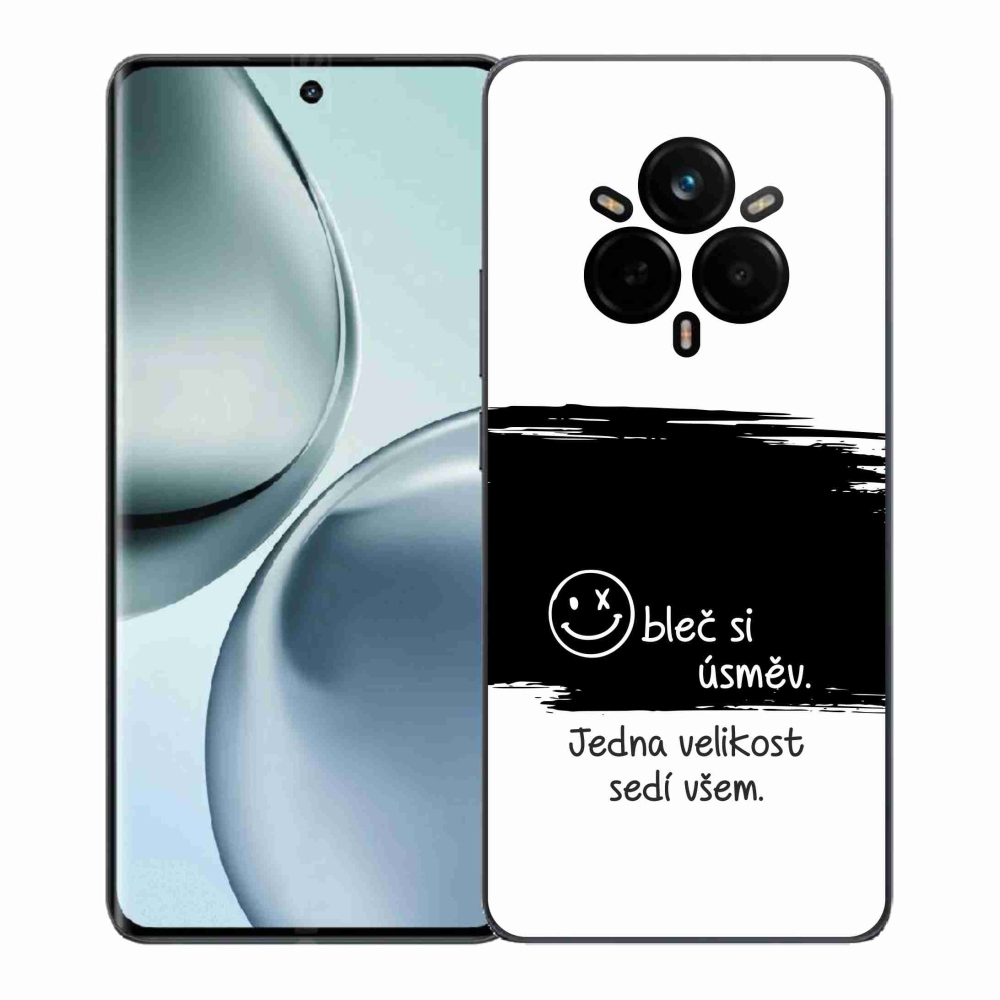 Gél borító mmCase a Realme 14 Pro+ 5G számára - vicces szöveg 8 fekete és fehér háttérrel