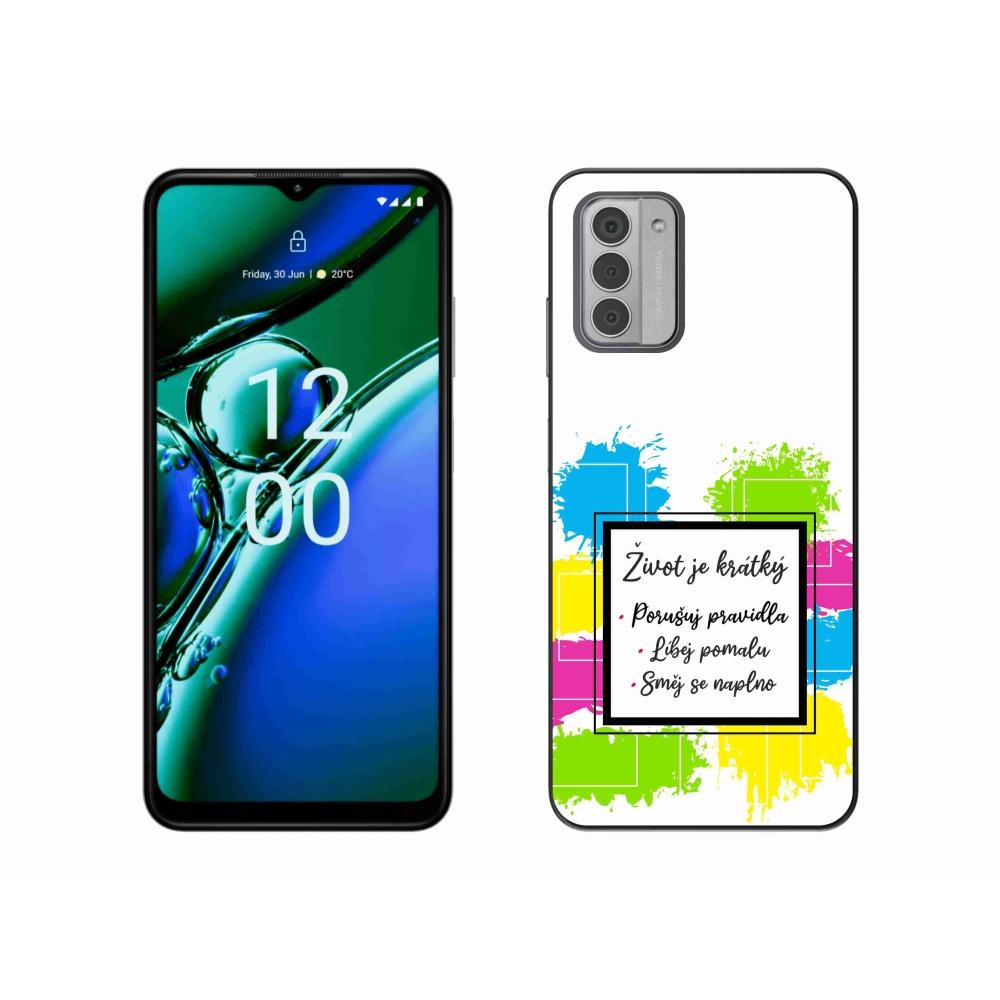 Zselés borítás mmCase a Nokia G42 készülékhez - idézet 5 fehér háttér