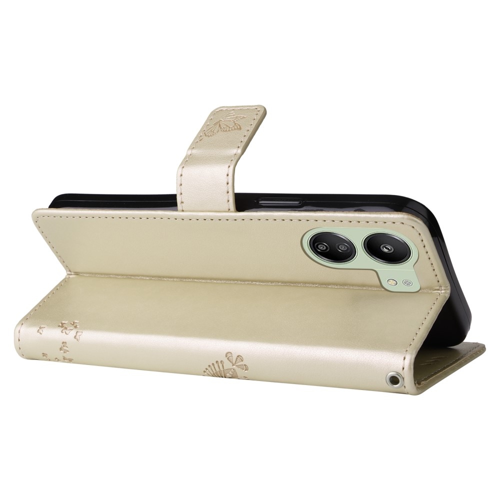 Fák könyv tok Xiaomi Poco C65/Redmi 13C - arany színű