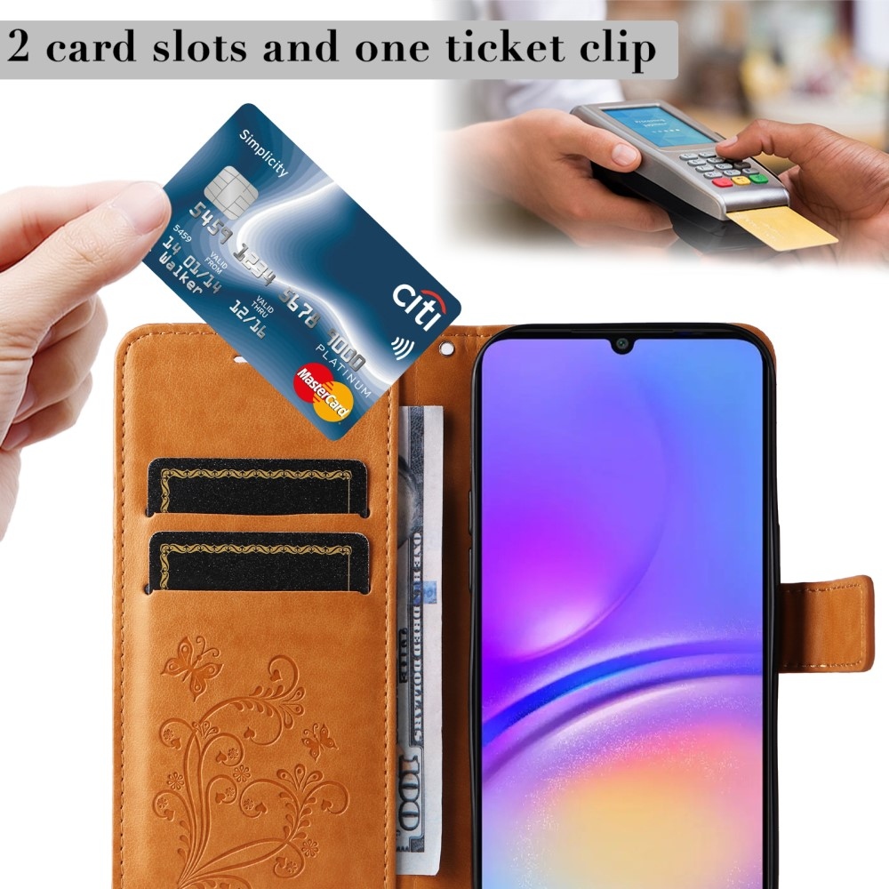 Nagy pillangó könyv tok Samsung Galaxy A06 4G készülékhez - sárga