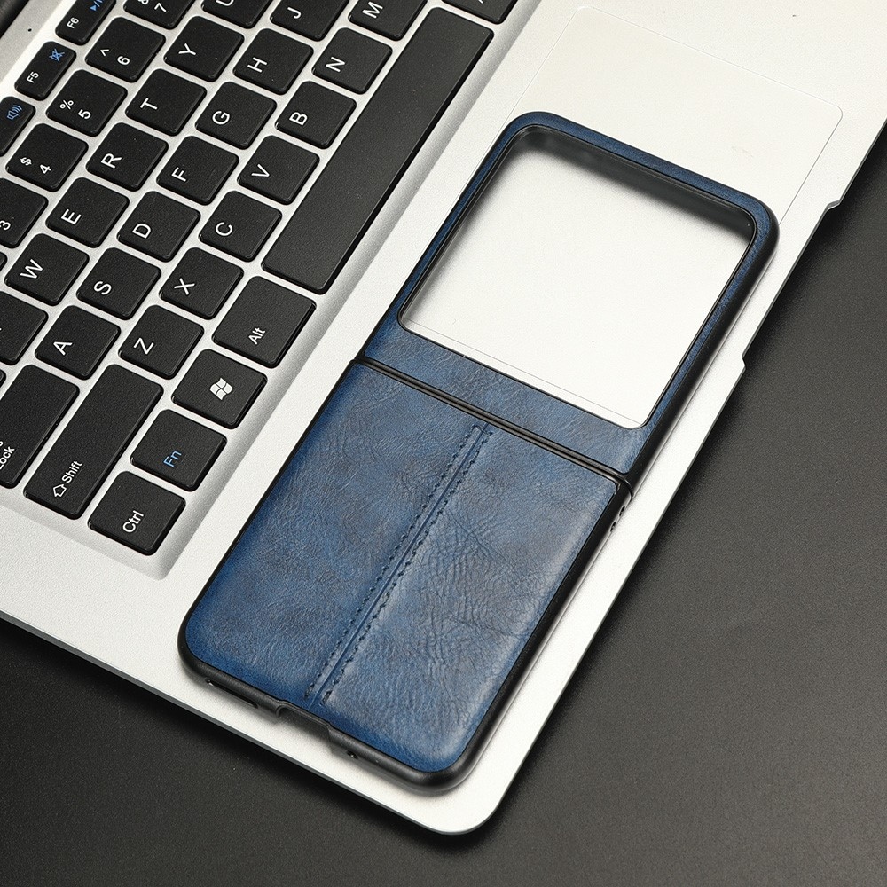 Vintage műanyag borító műbőrrel a Motorola Razr 40 Ultra 5G készülékhez - kék