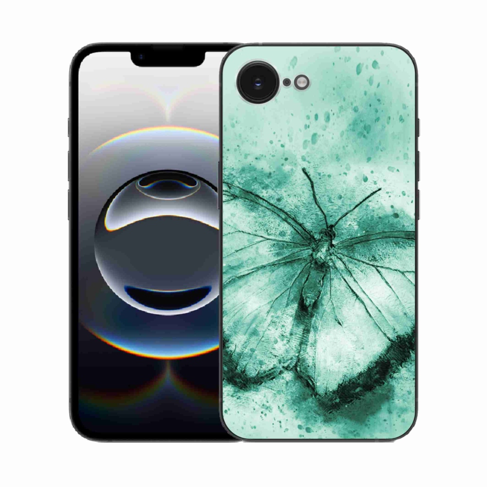 Zselés borítás mmCase iPhone 16e készülékhez - zöld pillangó