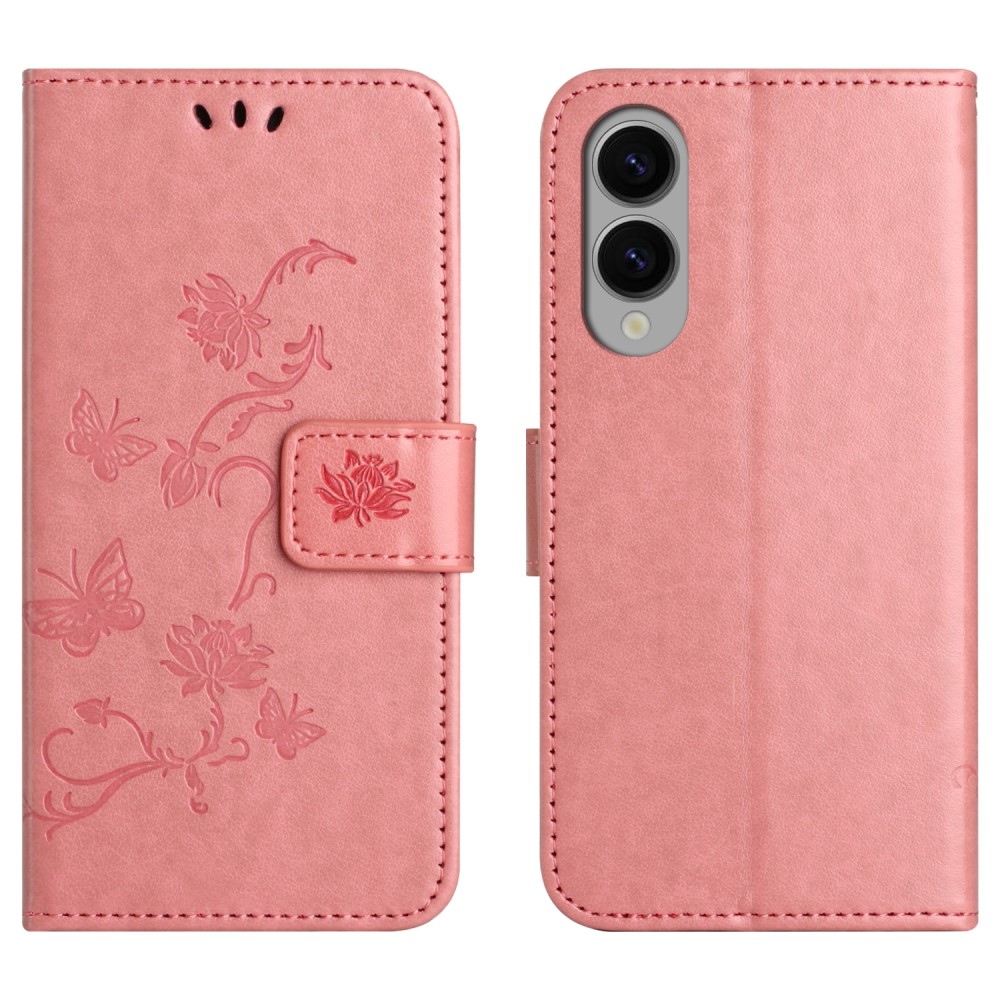 Virágos könyv tok Samsung Galaxy S25 Edge készülékhez - rózsaszín