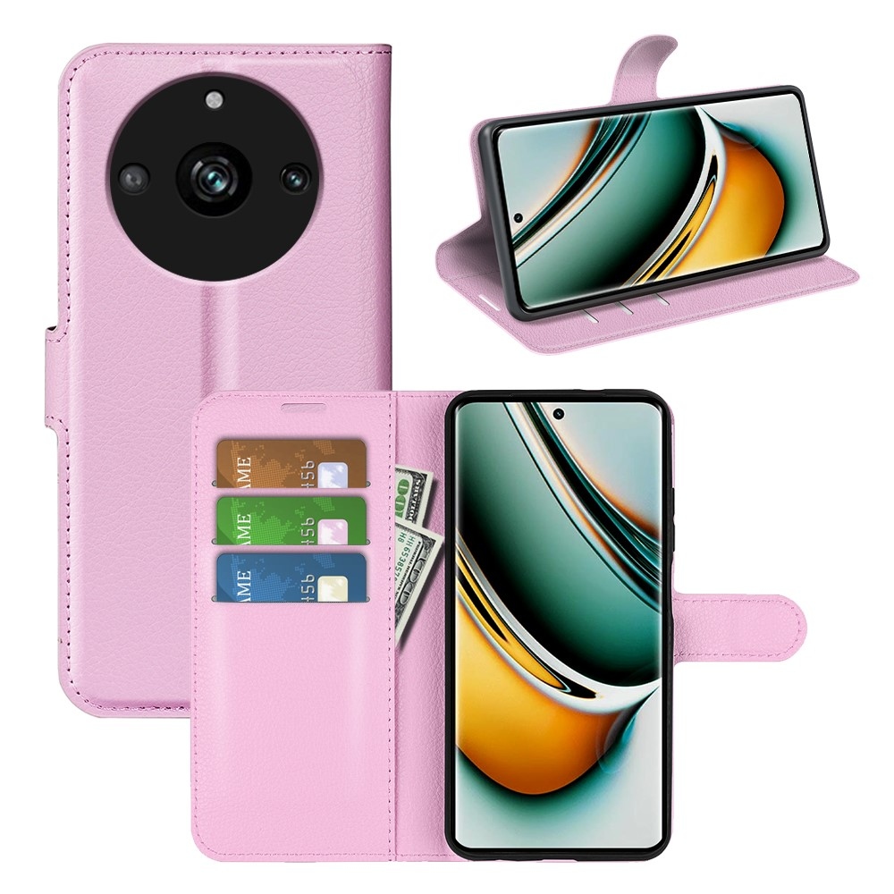 Litchi könyvtáska a Realme 11 Pro 5G/11 Pro+ 5G modellhez - rózsaszín