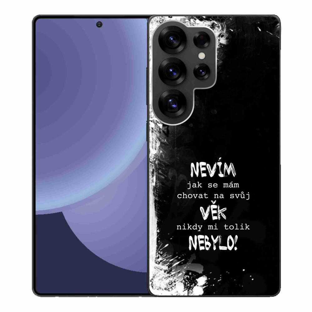 Gél borító mmCase Samsung Galaxy S25 Ultra készülékhez - vicces szöveg 14 fekete háttér