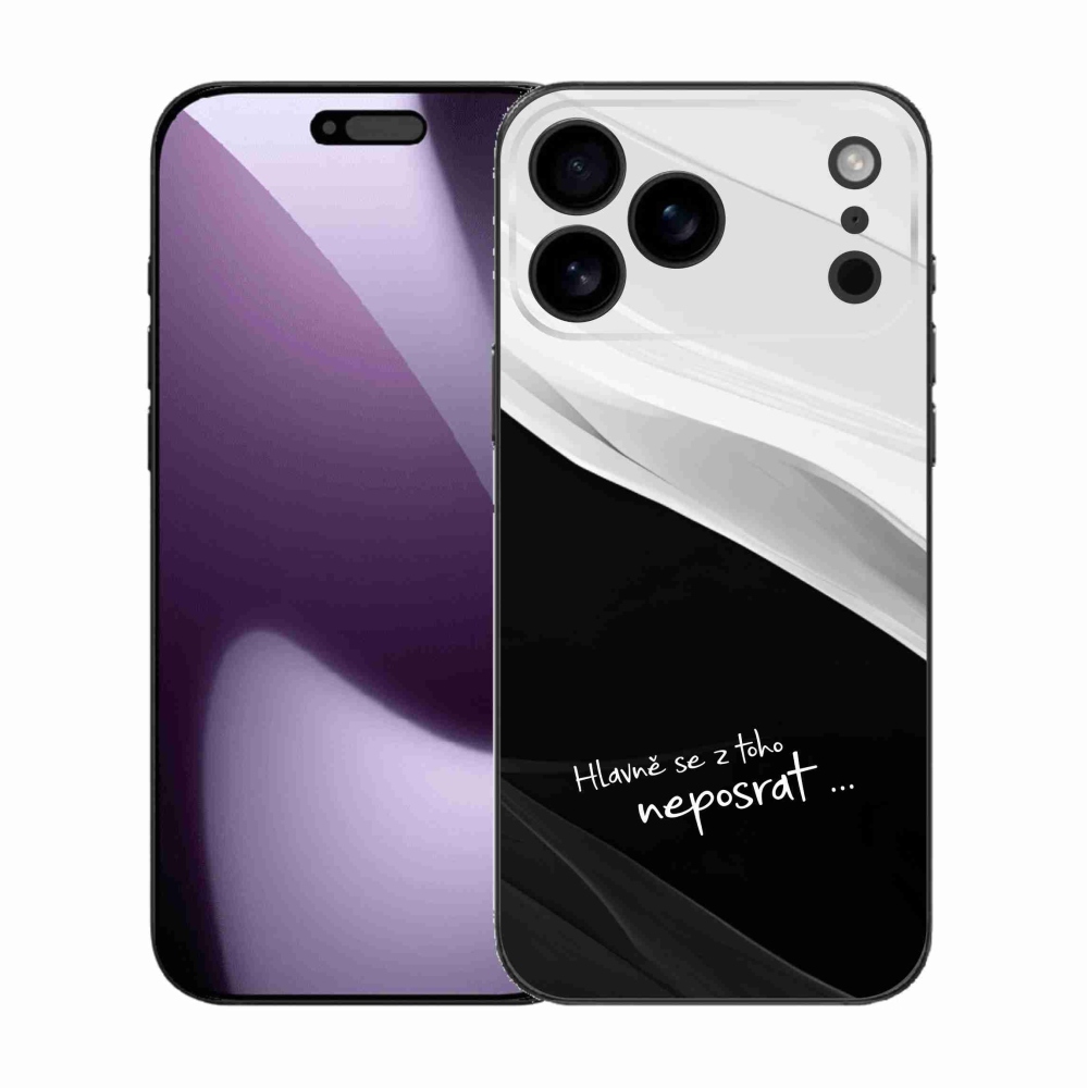 Gél borítás mmCase iPhone 17 Pro Max készülékhez - vicces szöveg 13 fekete és fehér háttérrel