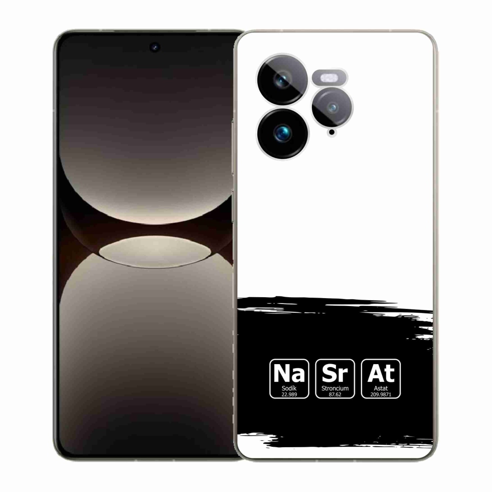 Gél borítás mmCase a Realme GT 7 Pro 5G-n - kémiai elemek fekete és fehér háttérrel