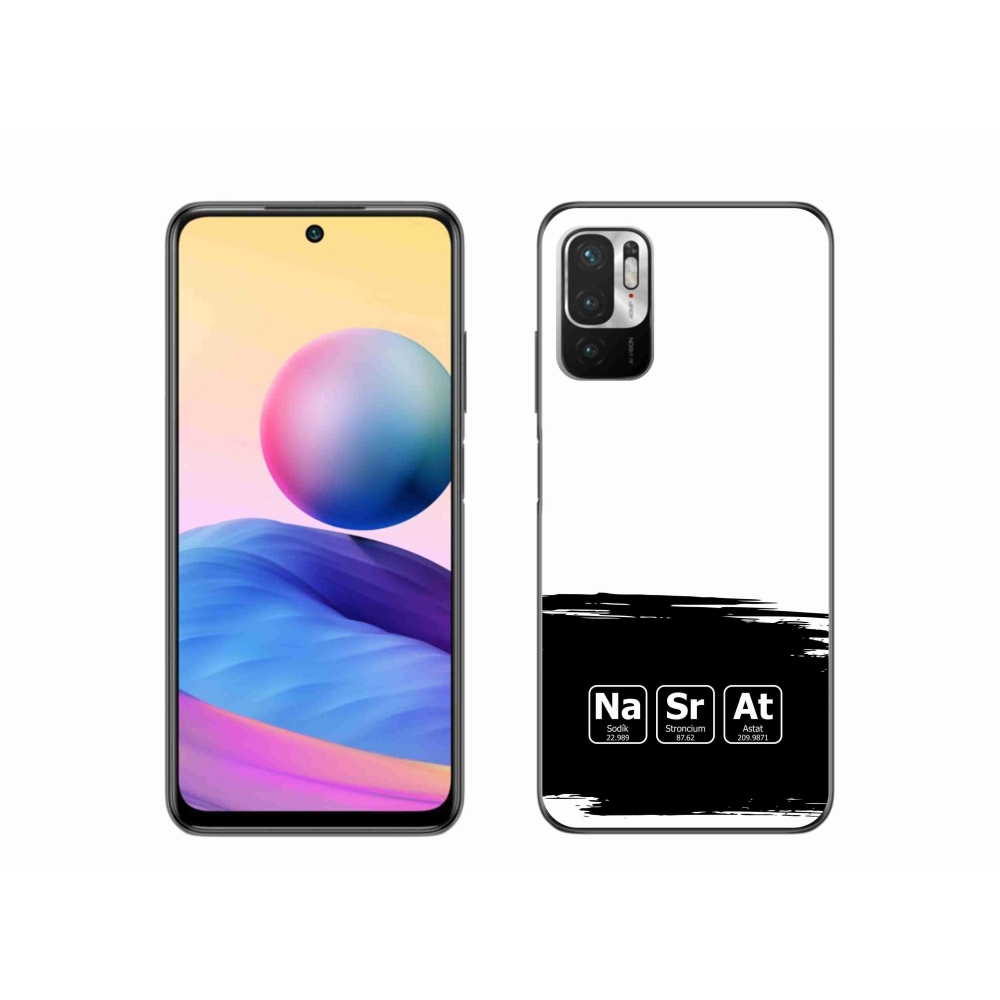 Gél borító mmCase a Xiaomi Redmi Note 10 5G-n - kémiai elemek fekete és fehér háttérrel