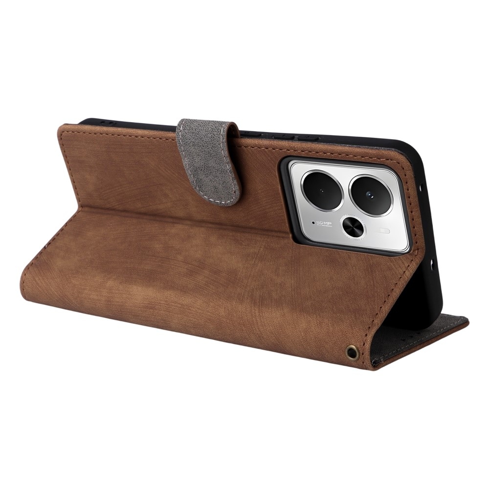 RFID könyvtáska a Realme 14 5G/ 14T 5G készülékhez - barna