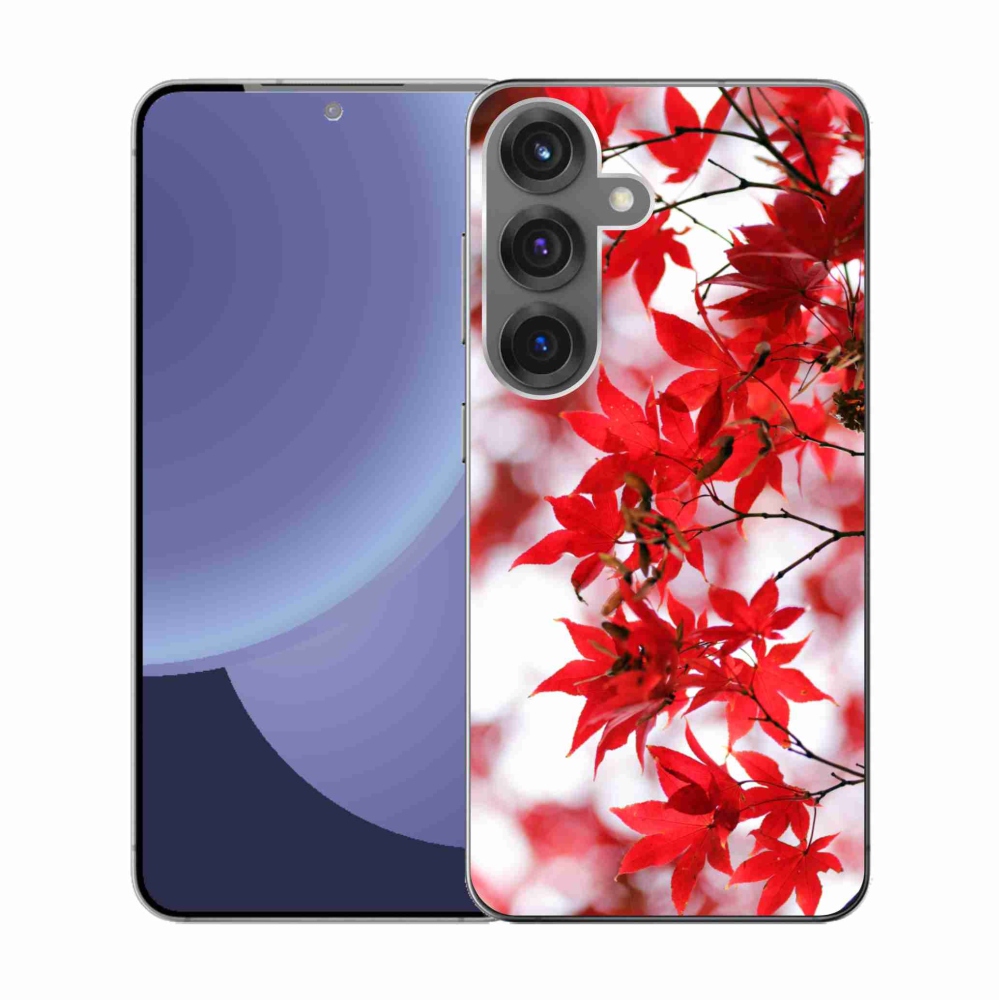 Gél védőhuzat mmCase Samsung Galaxy S25 készülékhez - piros levelek