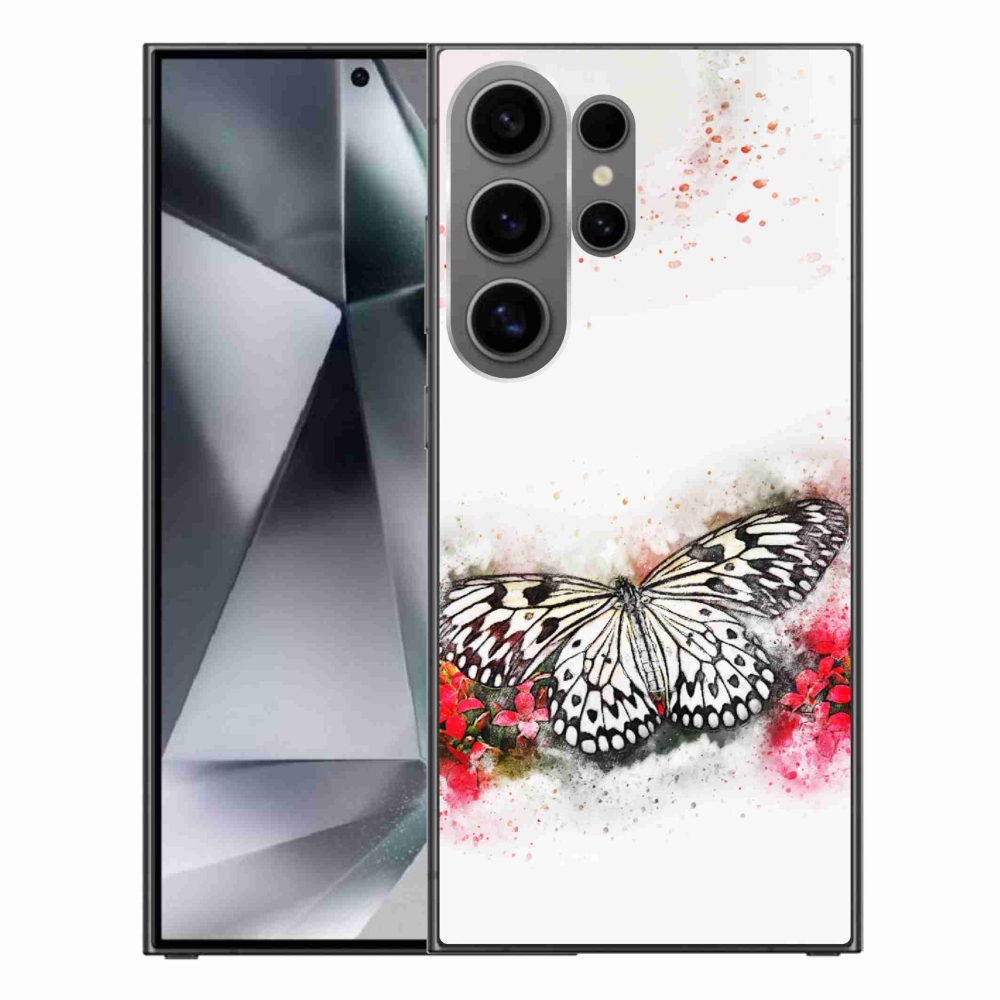 Zselés borítás mmCase Samsung Galaxy S24 Ultra - fekete-fehér pillangó