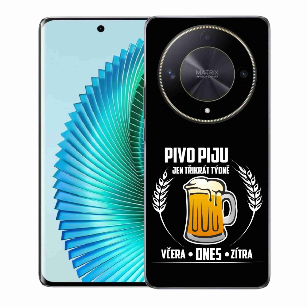 Gél borítás mmCase a Honor Magic 6 Lite 5G készülékhez - sör motívum fekete háttérrel