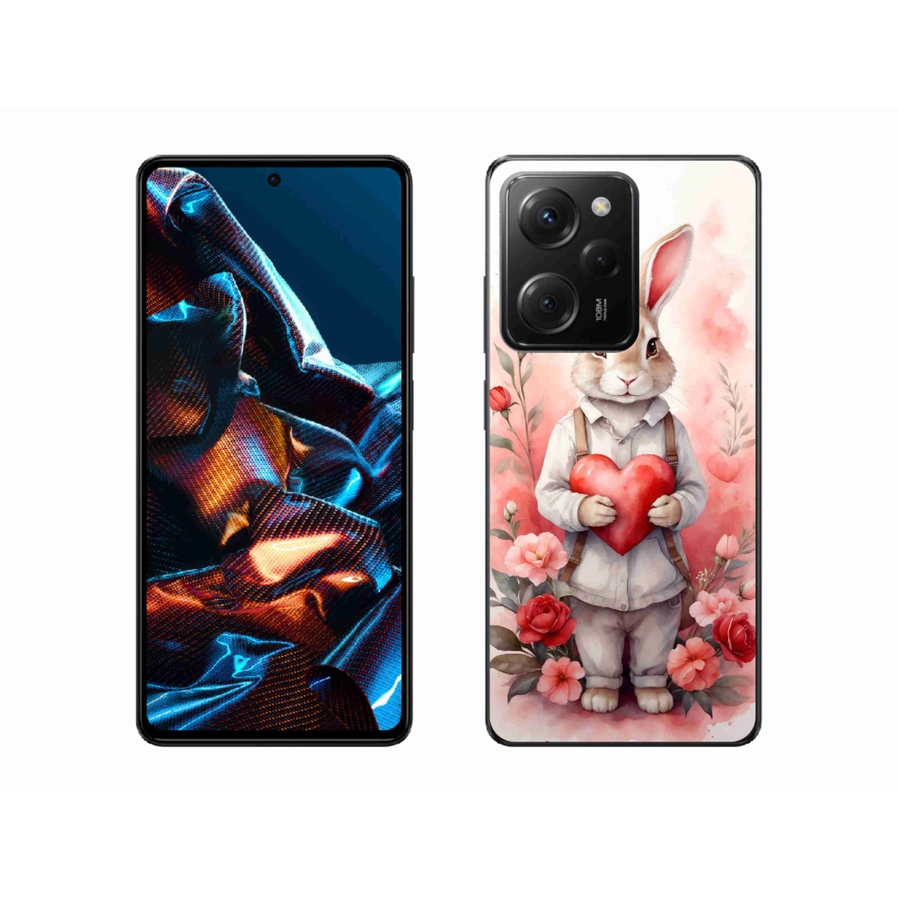 Gél borítás mmCase a Xiaomi Poco X5 Pro 5G számára - nyúl szívvel